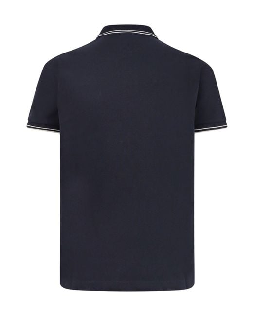 Stone Island Blue Logo Patch Buttoned Polo Shirt for men
