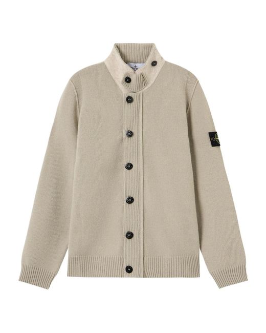 Stone Island Natural Logo Patch Buttoned Cardigan for men