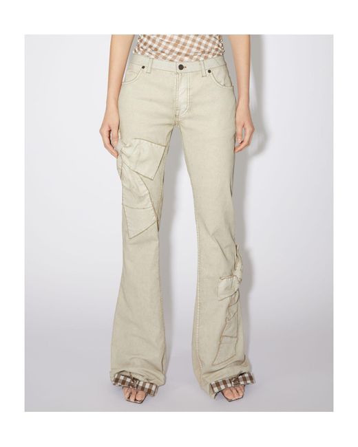 Acne Natural Bow-Detail Flared Trousers
