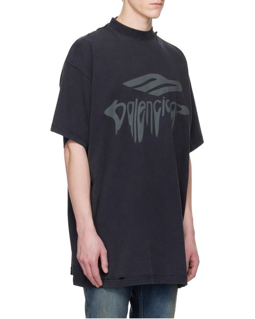 Balenciaga Black 3B Liquefied Oversized T-Shirt for men