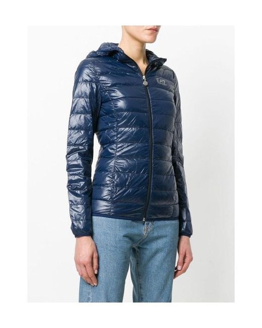 EA7 Blue Logo Print Puffer Jacket