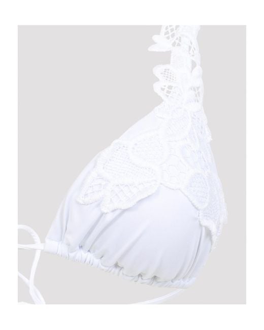 Ermanno Scervino White Lace Triangle Bikini