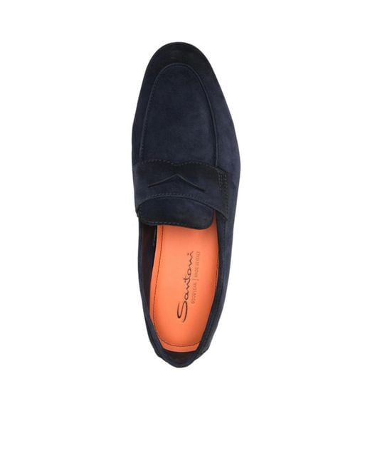 Santoni Blue Carlos Penny Loafers for men