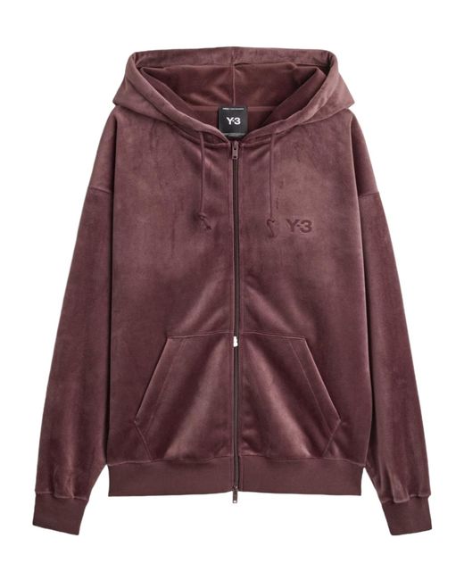 Y-3 Purple Ribbed Zip-Up Hoodie for men