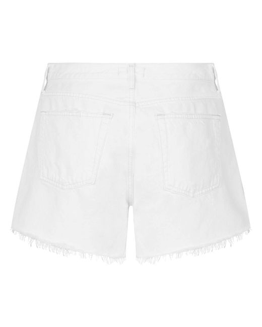 Agolde White Denim Shorts With Multiple Pockets