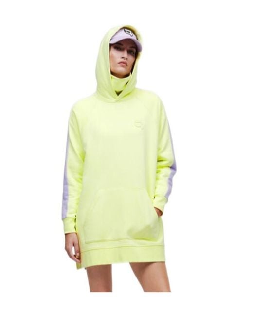 Karl Lagerfeld Yellow Logo Detailed Ikon 2.0 Bicolour Oversized Hoodie