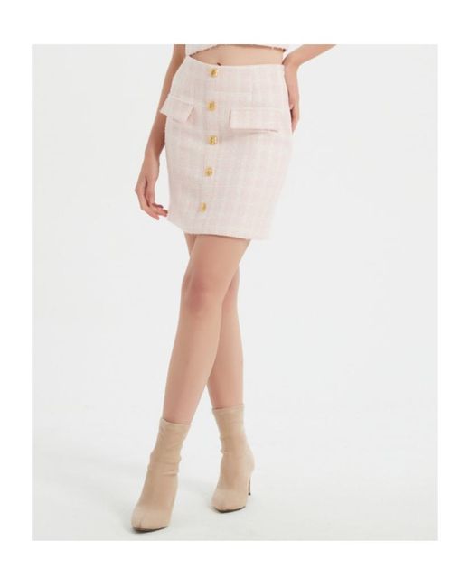 Marissa Chiara Pink Button Skirt