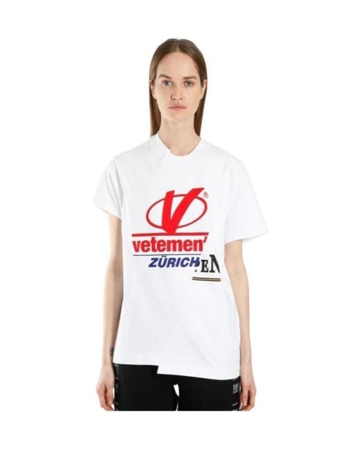 Vetements White Logo Printed T-Shirt With Round Neck for men