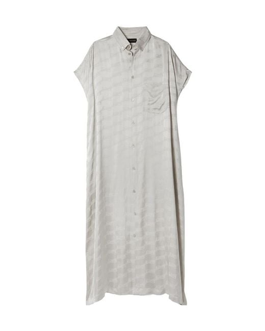 Balenciaga Gray Raw-Cut Monogram Midi Dress