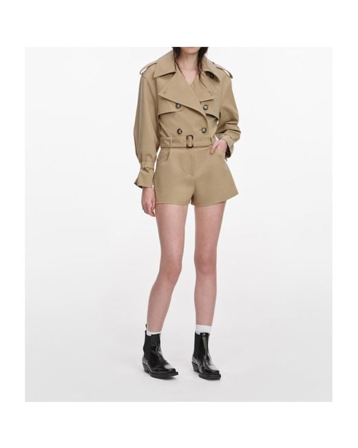 Self-Portrait Natural Belted Cropped Trench Jacket