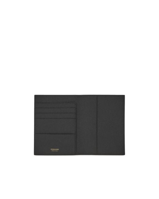 Ferragamo Black Ferragamo Gancini Plaque Bi-Fold Wallet for men