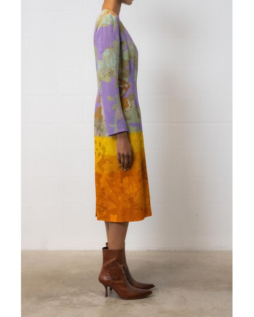 Dries Van Noten Multicolor Round-Collar Long-Sleeved Dress