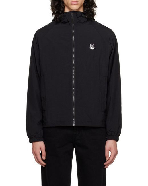 Maison Kitsuné Black Maison Kitsuné Fox Head Patch Embroidered Windbreaker for men