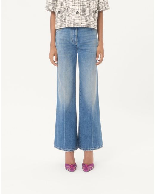 Valentino Blue Button Detailed Flared Jeans