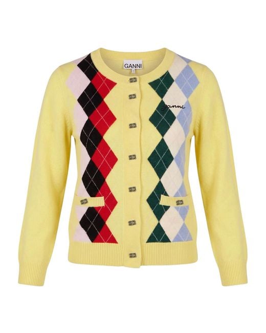 Ganni Yellow Printed Cardigans