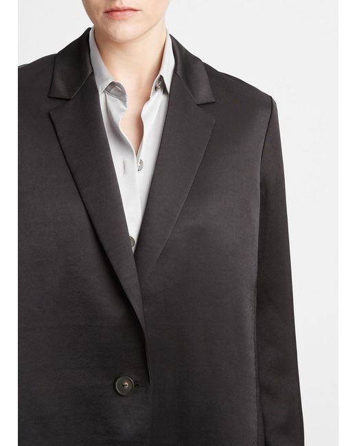 Vince Black Single-Breasted Satin Blazer