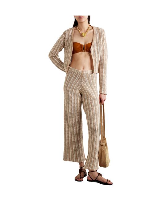 The Elder Statesman Natural Striped Long-Sleeve Top