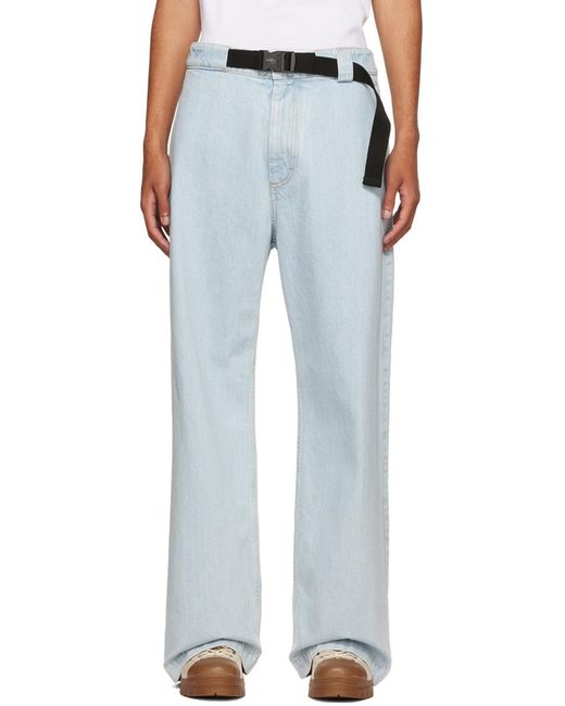 Moncler Blue X Jw Anderson Wide Leg Logo Embroidered Jeans for men