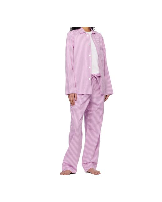 Tekla Pink Striped Poplin Pyjama Pants for men