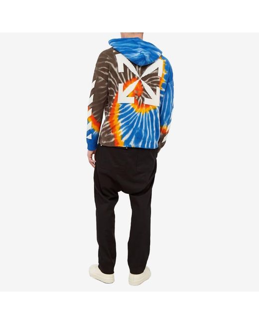 Off-White c/o Virgil Abloh Blue Arrows-Motif Drawstring Hoodie for men