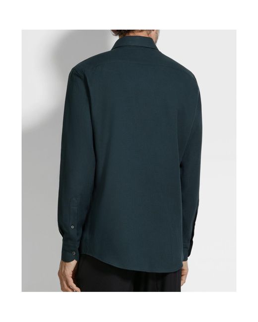 Zegna Blue Button-Fastening Shirt for men