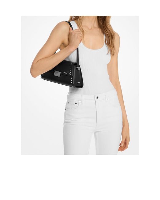 Michael Kors Black Michael Ludlow Medium Studded Shoulder Bag