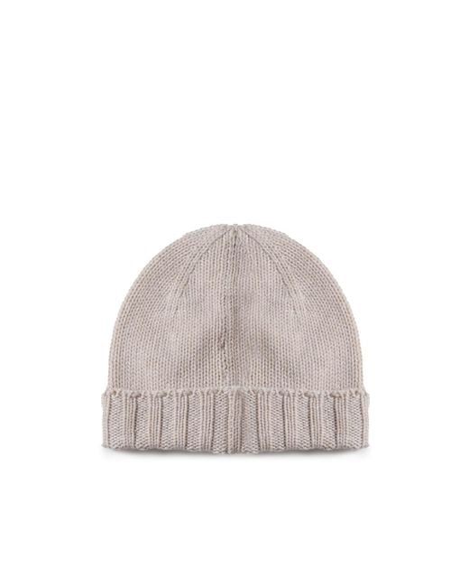 Giuliano Galiano Gray Ribbed Cuff Beanie Hat for men