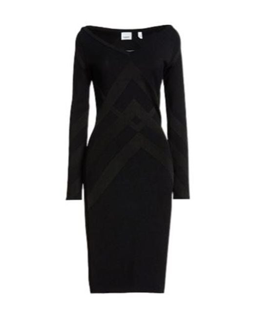 Burberry Black Fitted Knitted Dress