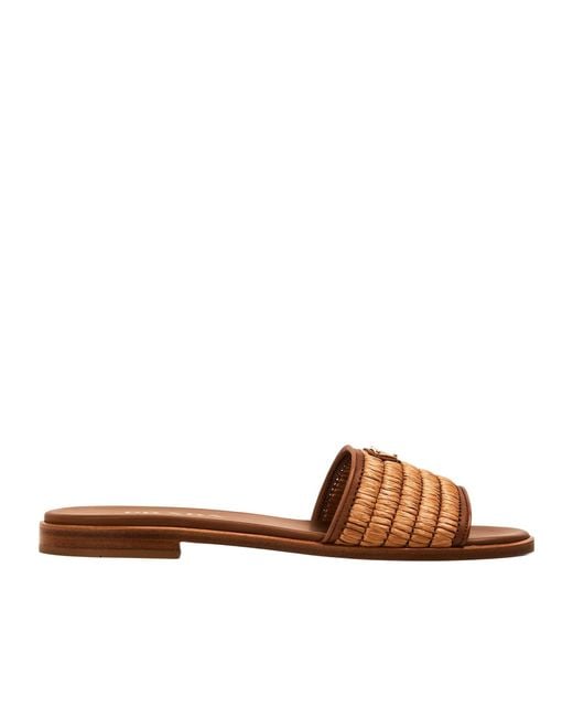 Prada Brown Straw Sandals