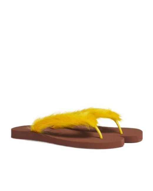 Marni Yellow Feather Embellished Sandals for men