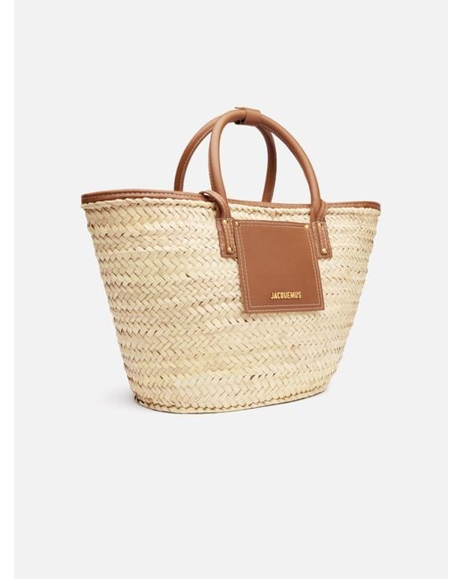 Jacquemus Metallic Double-Handle Straw Tote Bag