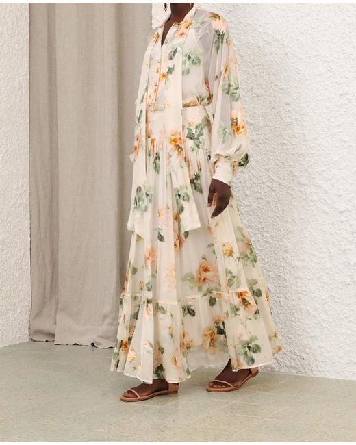 Zimmermann Natural Carousel Burnout Midi Skirt