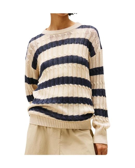 Tommy Hilfiger Natural Linen Blend Cable Knit Relaxed Jumper