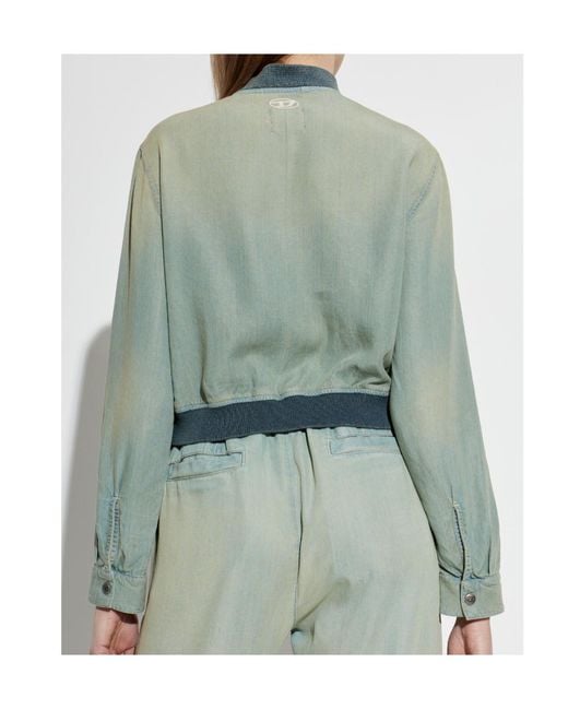 DIESEL Green De Rania Cropped Bomber Jacket