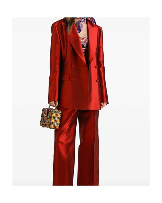 Dolce & Gabbana Red Carretto-Print Charmeuse Top