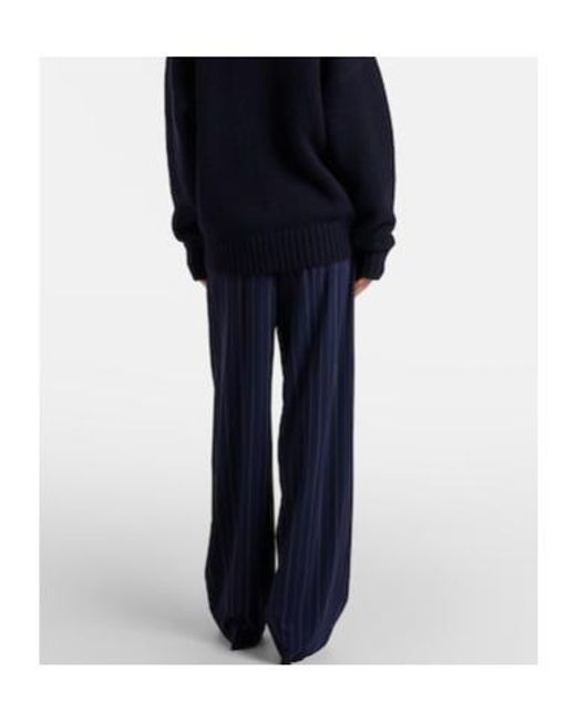 Ralph Lauren Blue Wool Wide-Leg Pants