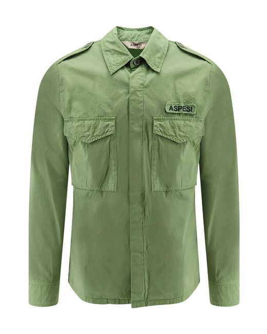 Aspesi Green Patch Pocket Shirt for men