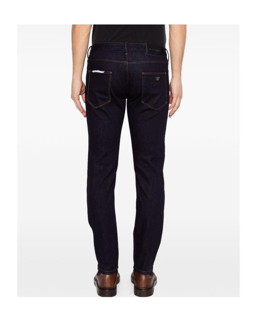 Emporio Armani Blue Logo-Patch Five-Pockets Jeans for men