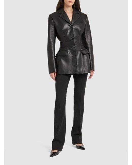 Dolce & Gabbana Black Single-Breasted Leather Jacket