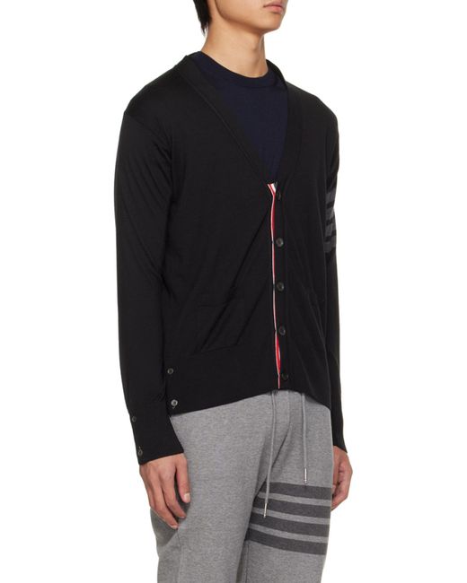 Thom Browne Blue 4-Bar V-Neck Cardigan for men