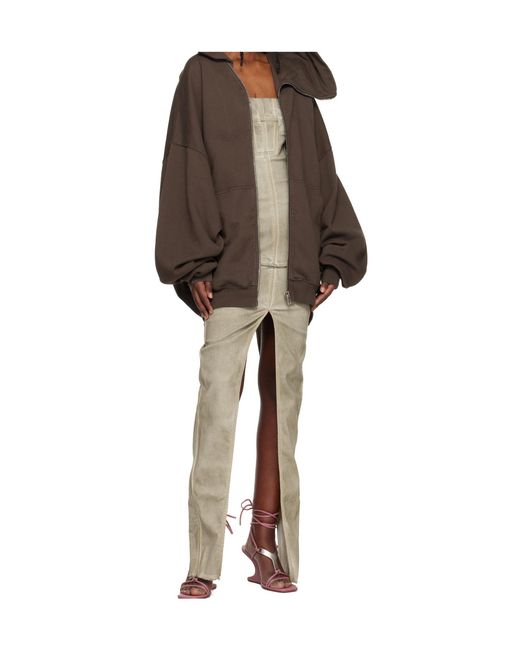 Rick Owens Brown Long-Sleeved Hoodie
