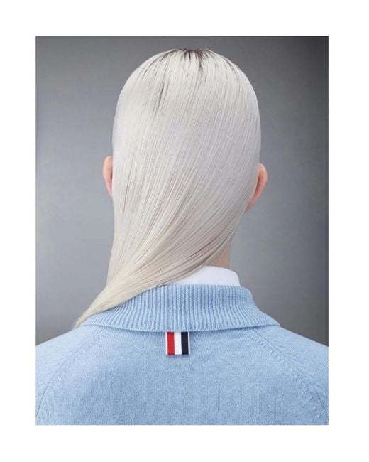 Thom Browne Blue Peter Pan-Collar Virgin-Wool Cardigan