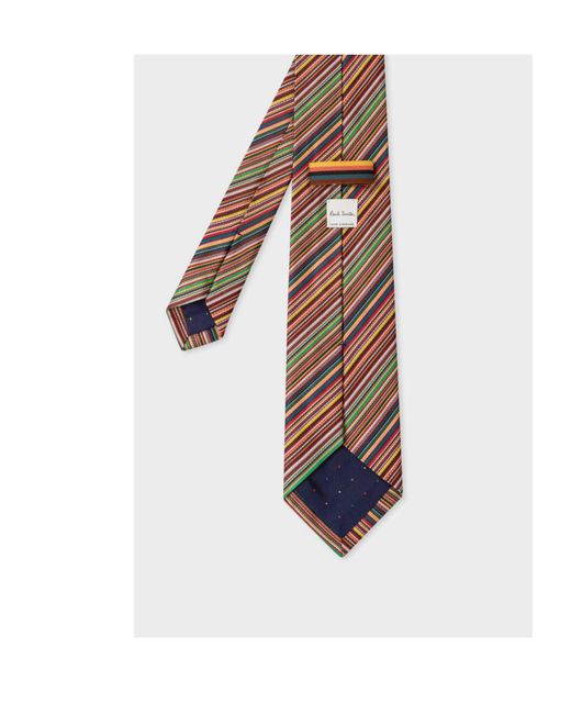 Paul Smith White Signature Stripe Printed Tie for men