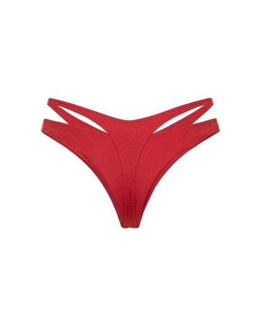 Mugler Red Strappy Cut Out Bikini Bottoms