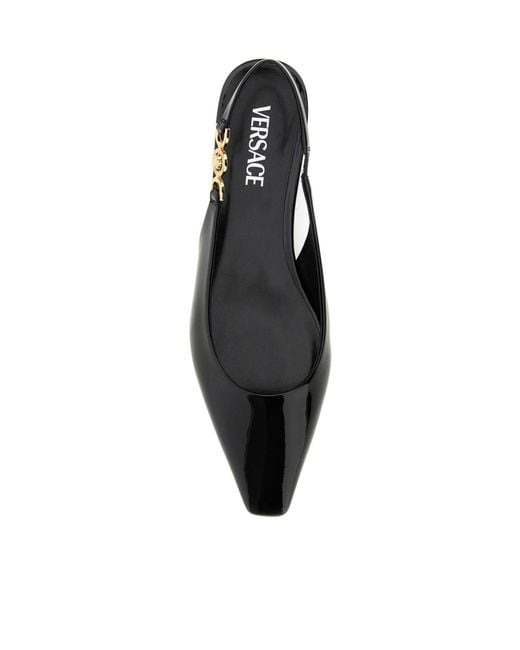 Versace Black Square-Toe Slingback Ballerinas