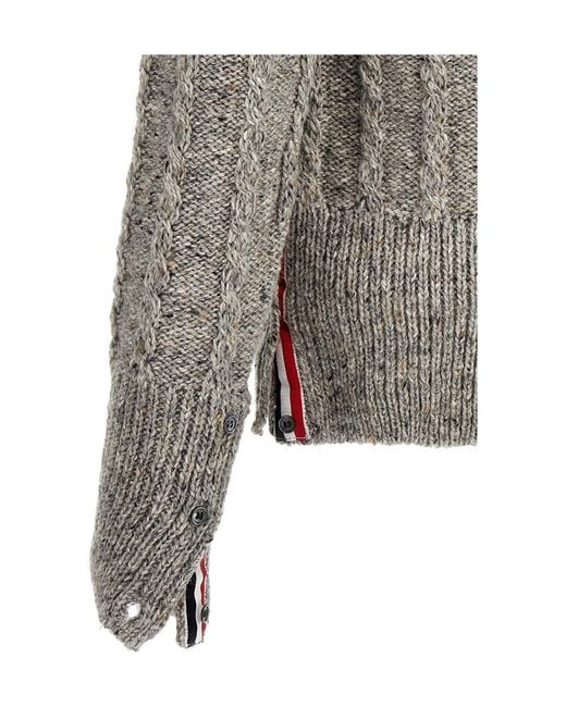 Thom Browne Gray 4-Bar Crewneck Knitted Jumper for men