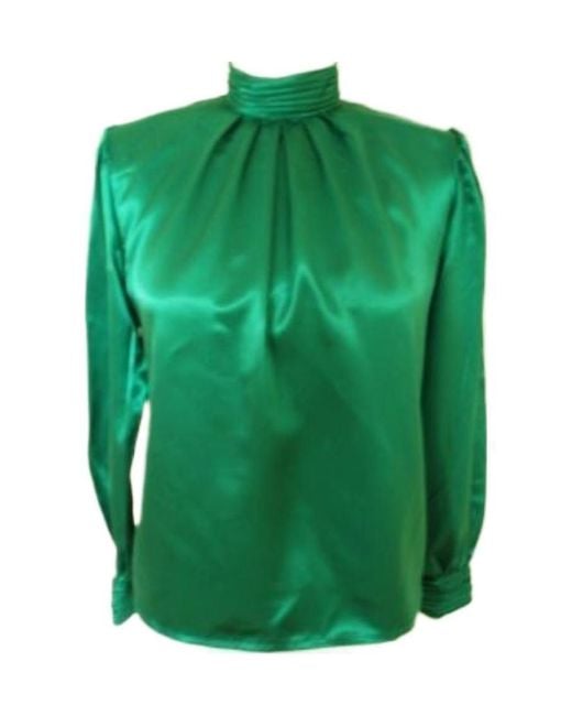 Champion Green High-Necked Satin Blouse