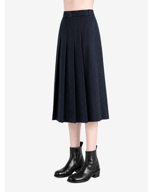 Auralee Blue Hopsack Pleated Skirt