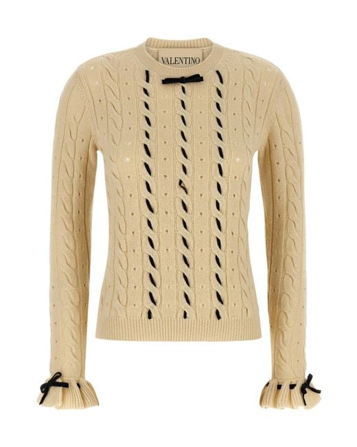 Valentino Metallic Bow-Detailed Knitted Jumper