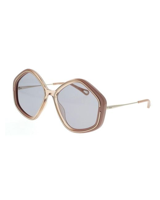 Chloé White Chloé Eyewear Geometrical Frame Sunglasses